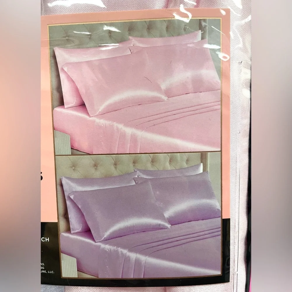 4 Juicy Couture Satin Pillowcases Solid 2 Lavender / 2 Pink Standard NEW NIP
